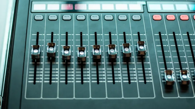 fader, volume control, audio mixer, console, control panel, mixing console, studio mixer, music, sound, audio, device, closeup. Radio advertising demand signals that tell you where budgets are going